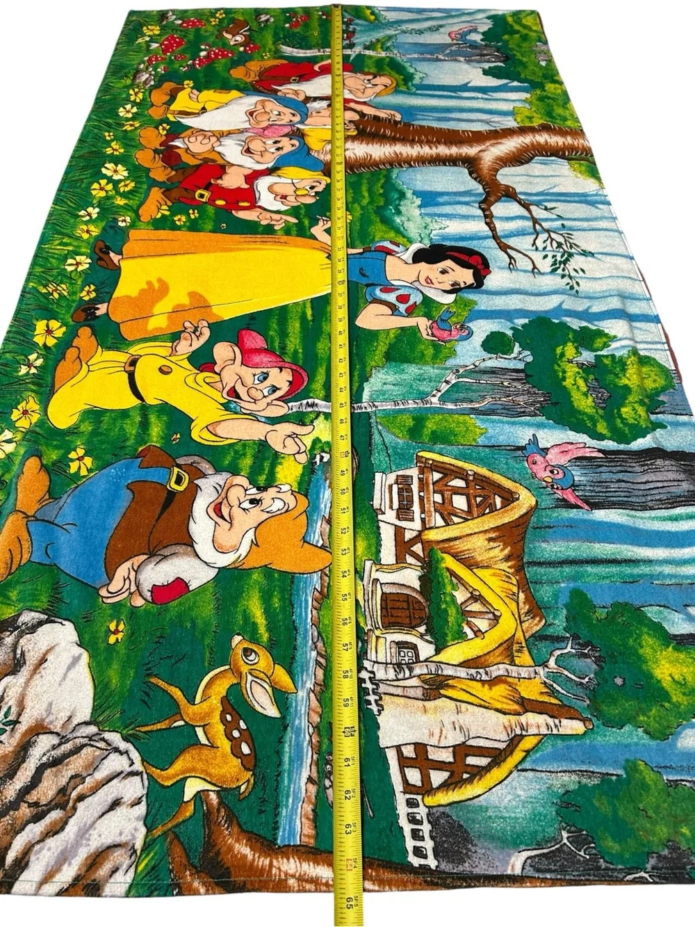 Vintage Disney Snow White Seven Dwarfs‎ Towel Made in Brazil
